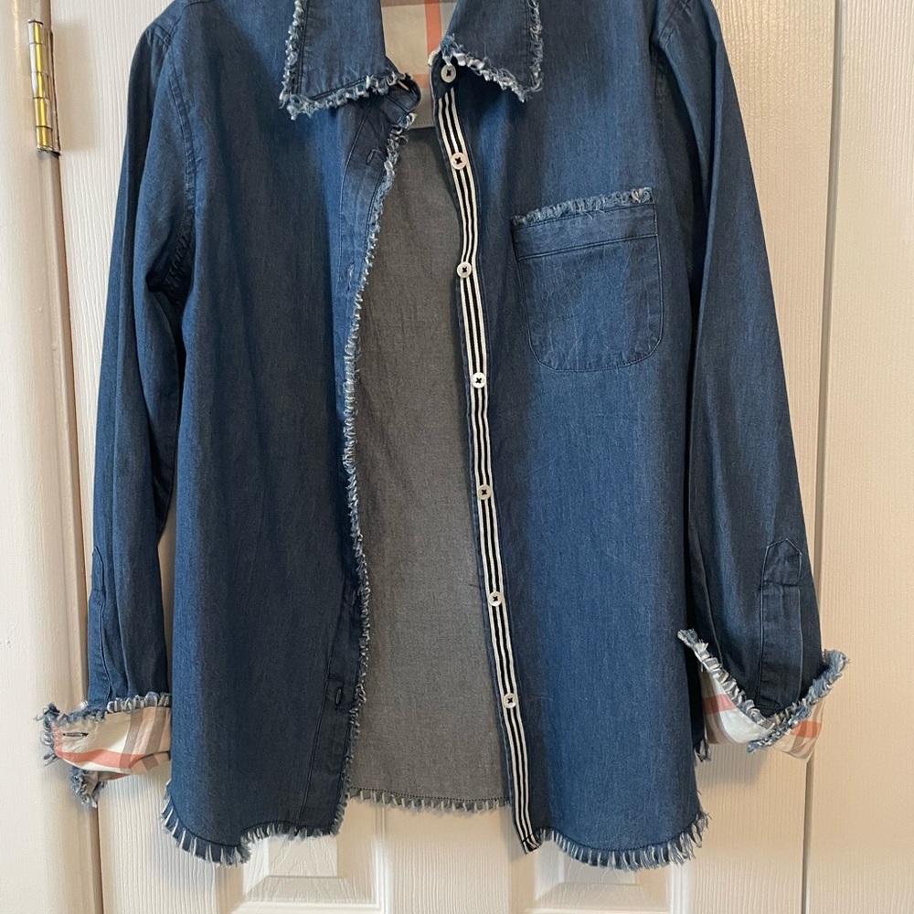 Dizzy Lizzie Denim Frayed Shirt